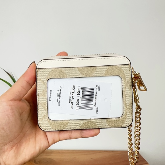 NWT Coach Zip Card Case In Signature Canvas - Picture 3 of 5